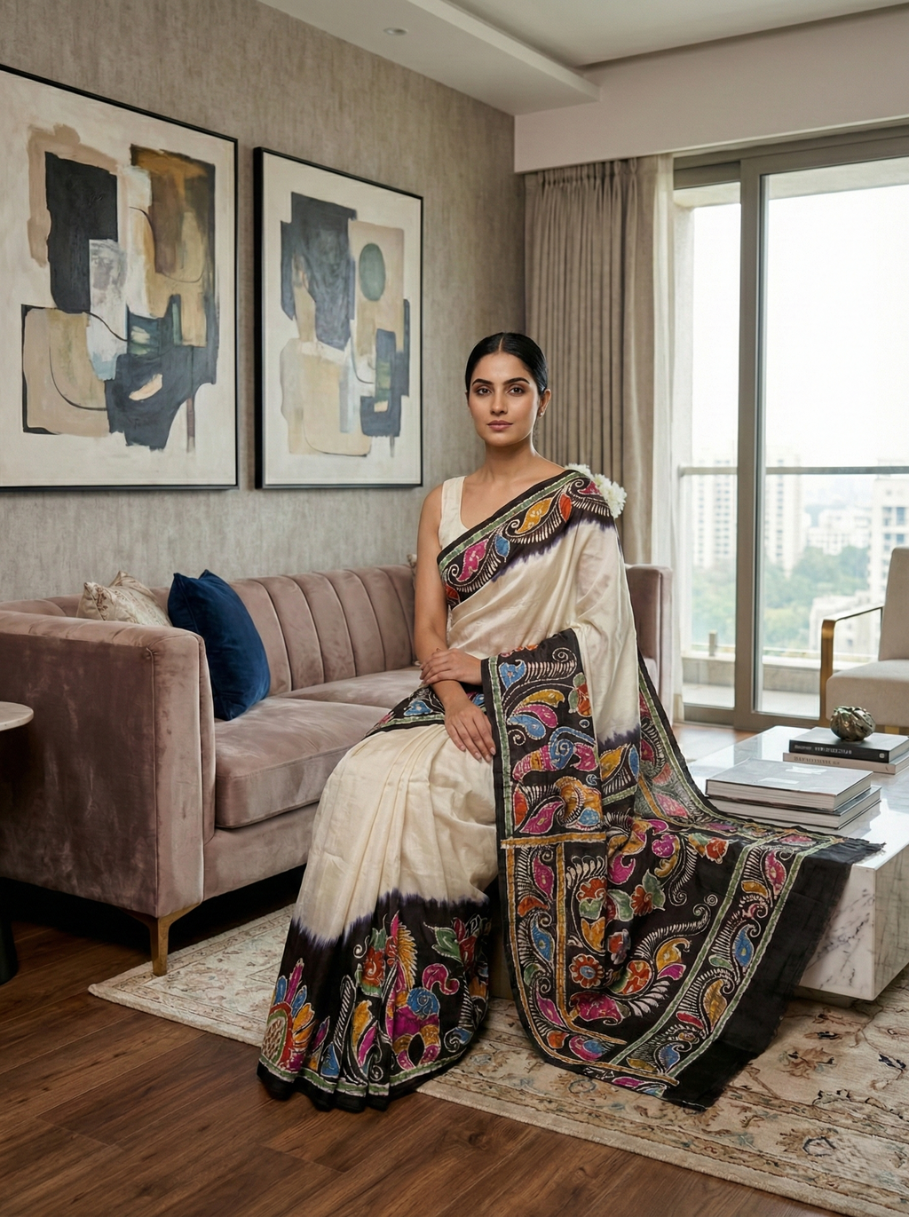 Multicolour Batik Bishnupuri Silk Saree
