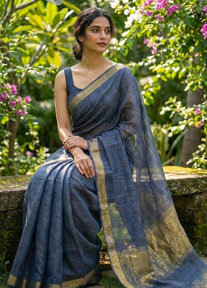 Charcoal Bhagalpuri Munga Silk