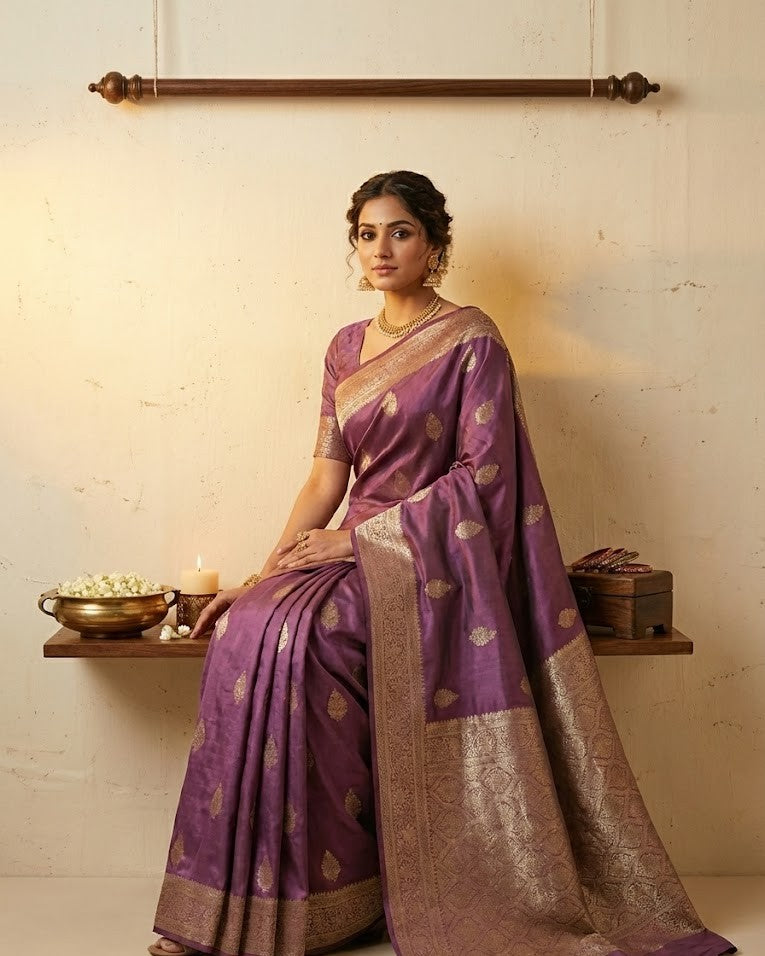 Mauve Mashru Silk Saree