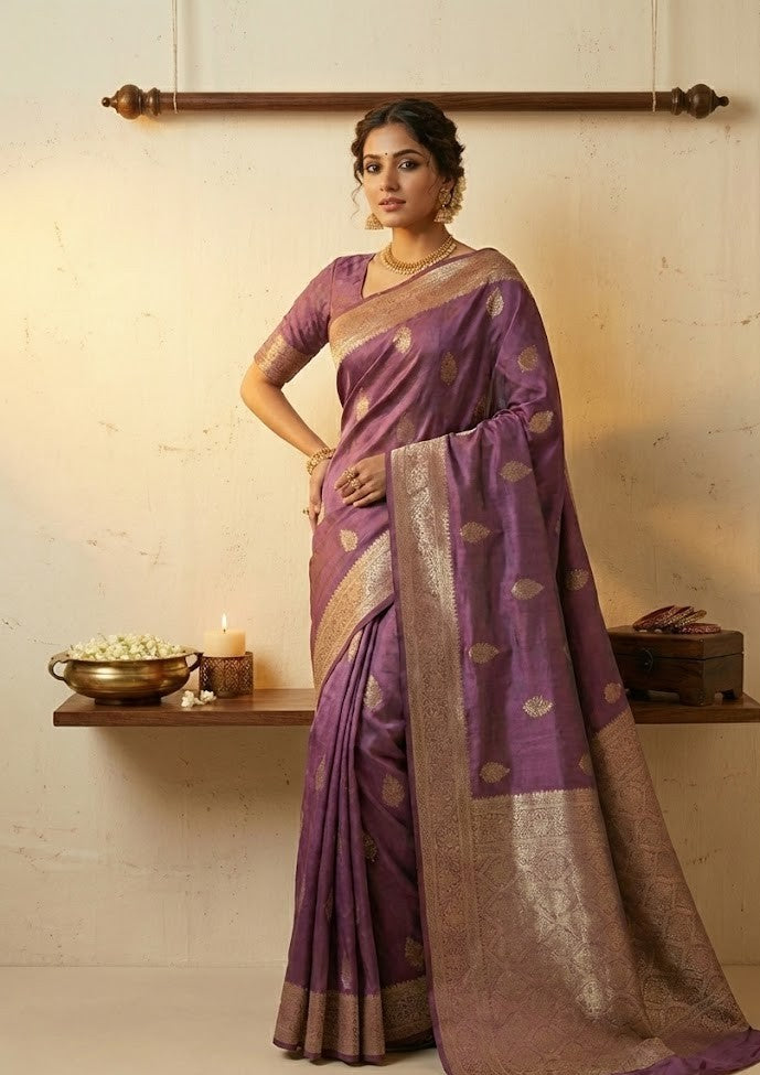 Mauve Mashru Silk Saree