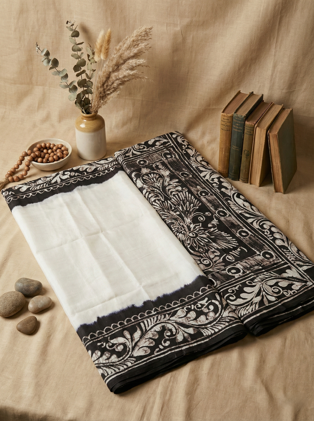 Black Batik Bishnupuri Silk Saree