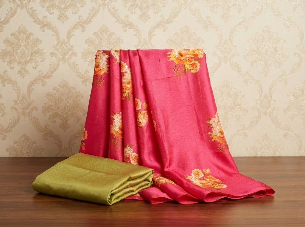 Pink Floral Modal Satin