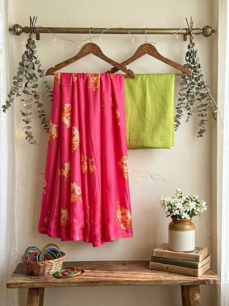 Pink Floral Modal Satin