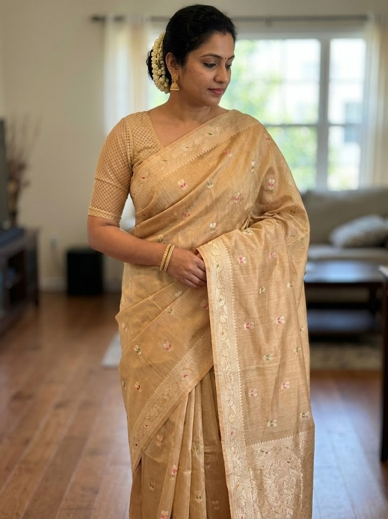 Golden Glaze Tussar Saree