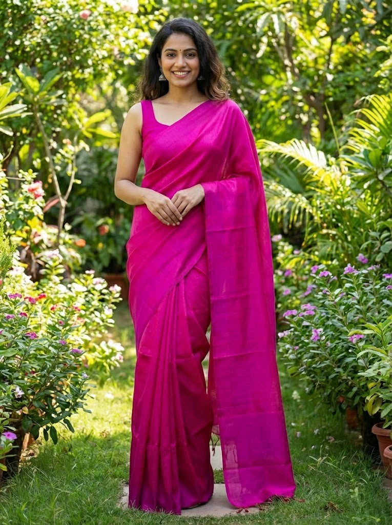 Magenta Pure Silk Saree