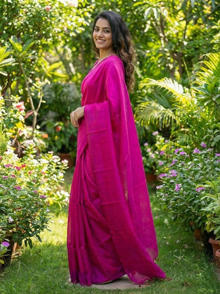 Magenta Pure Silk Saree