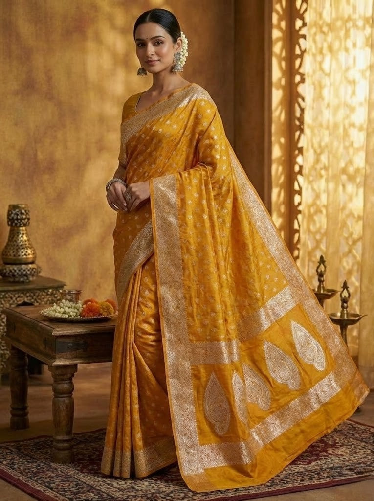 Yellow Kanni Silk Saree