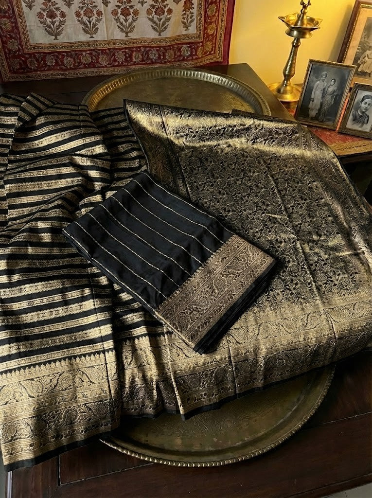 Black Semi Silk Benaresi Saree