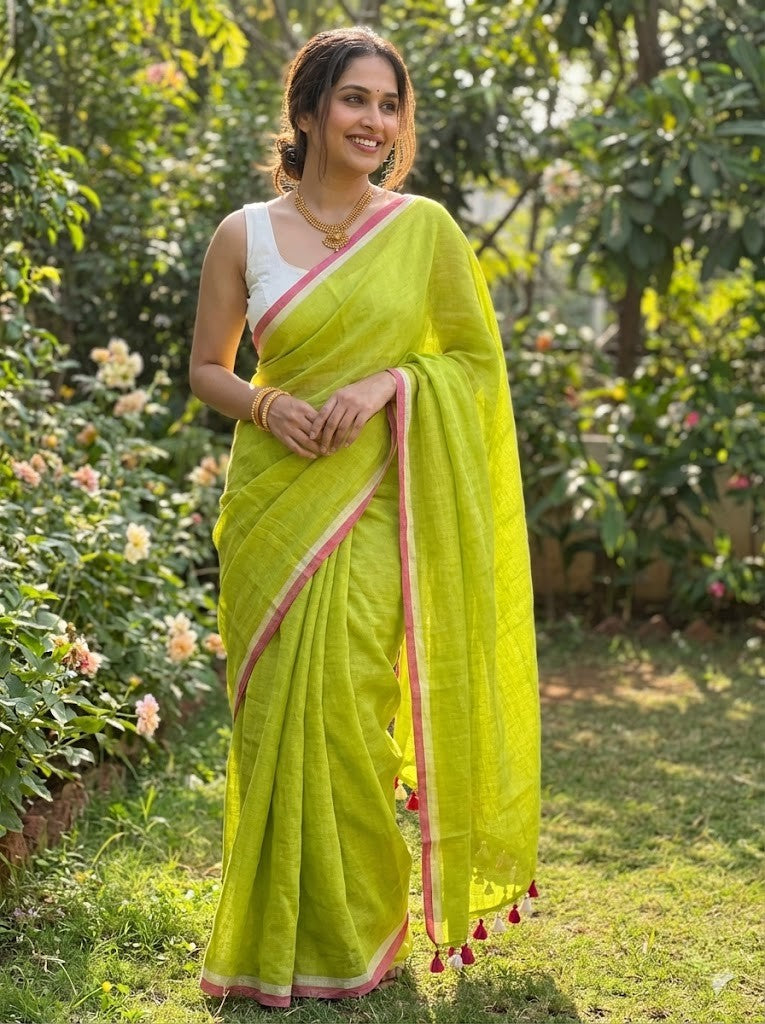 Green Mul Cotton Saree