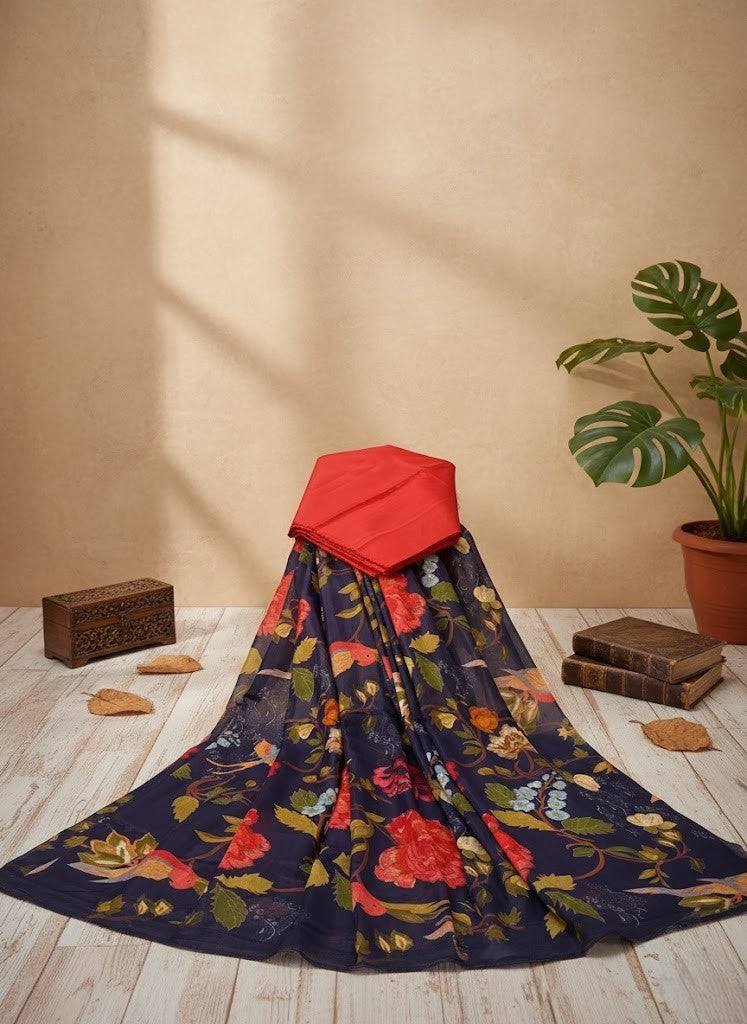 Purple Palatte Muslin Saree