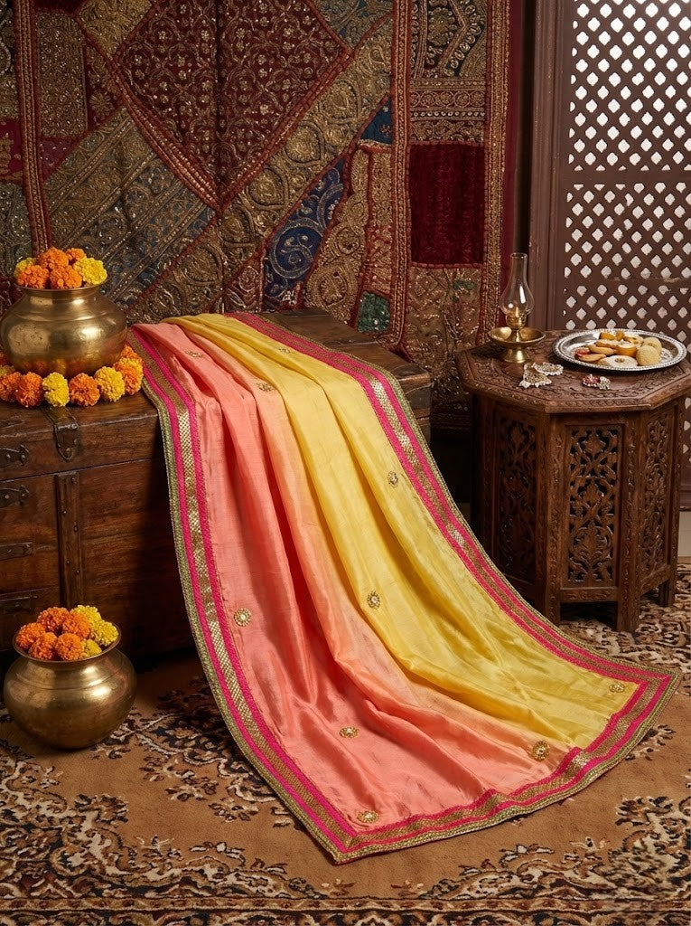 Sunrise Ombre Tussar Silk Saree