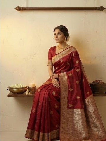 Red Mashru Silk Saree