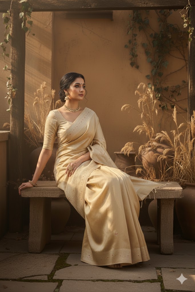 Golden Glaze Tussar Saree
