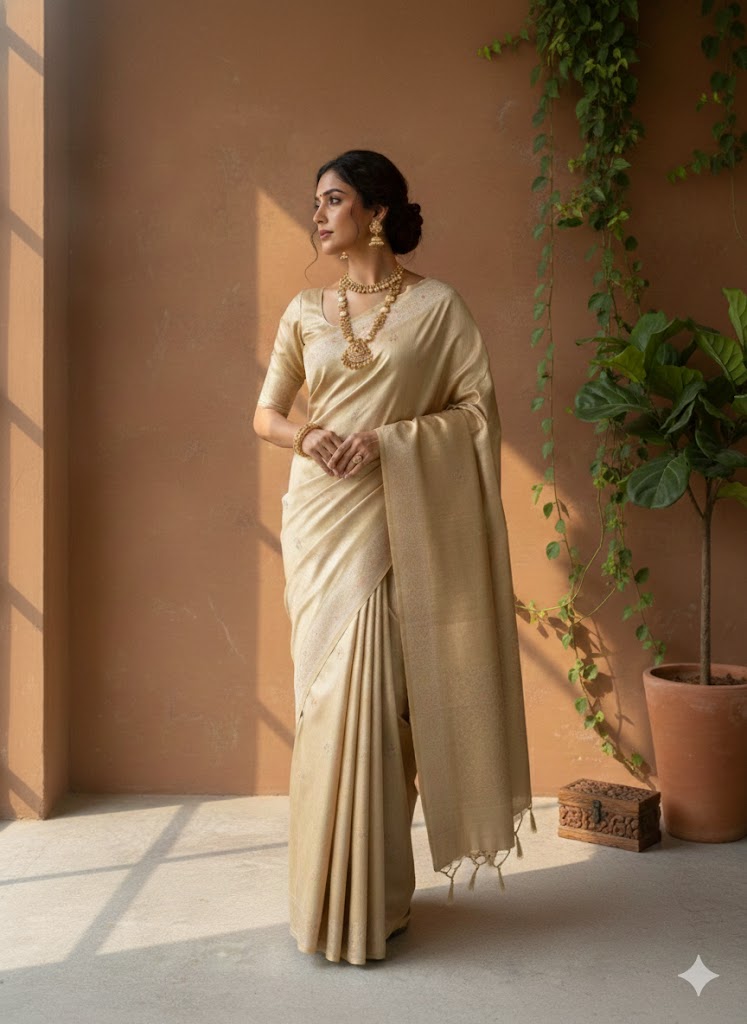 Golden Glaze Tussar Saree